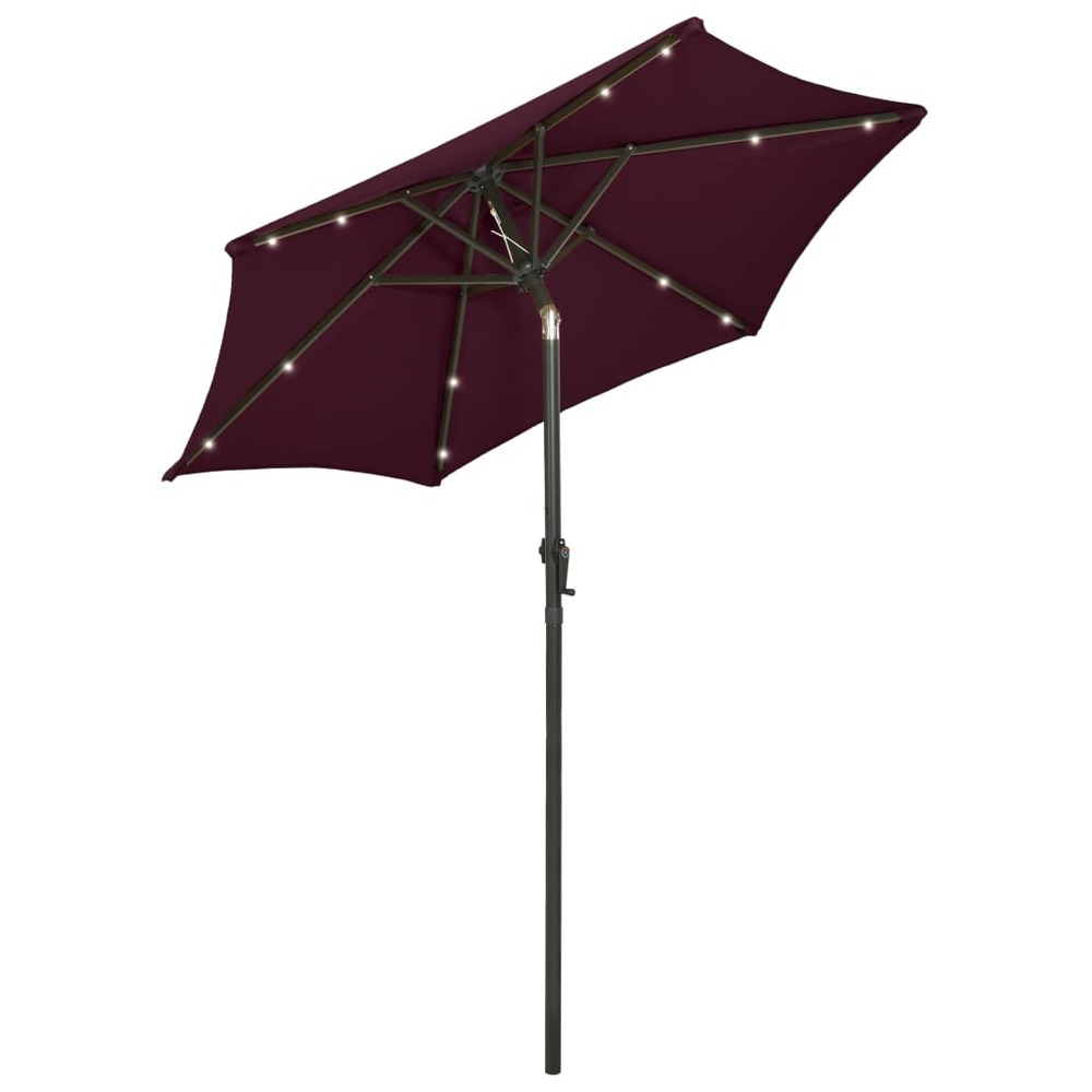 Parasol avec lumières led 200 x 211 cm aluminium rouge bordeaux