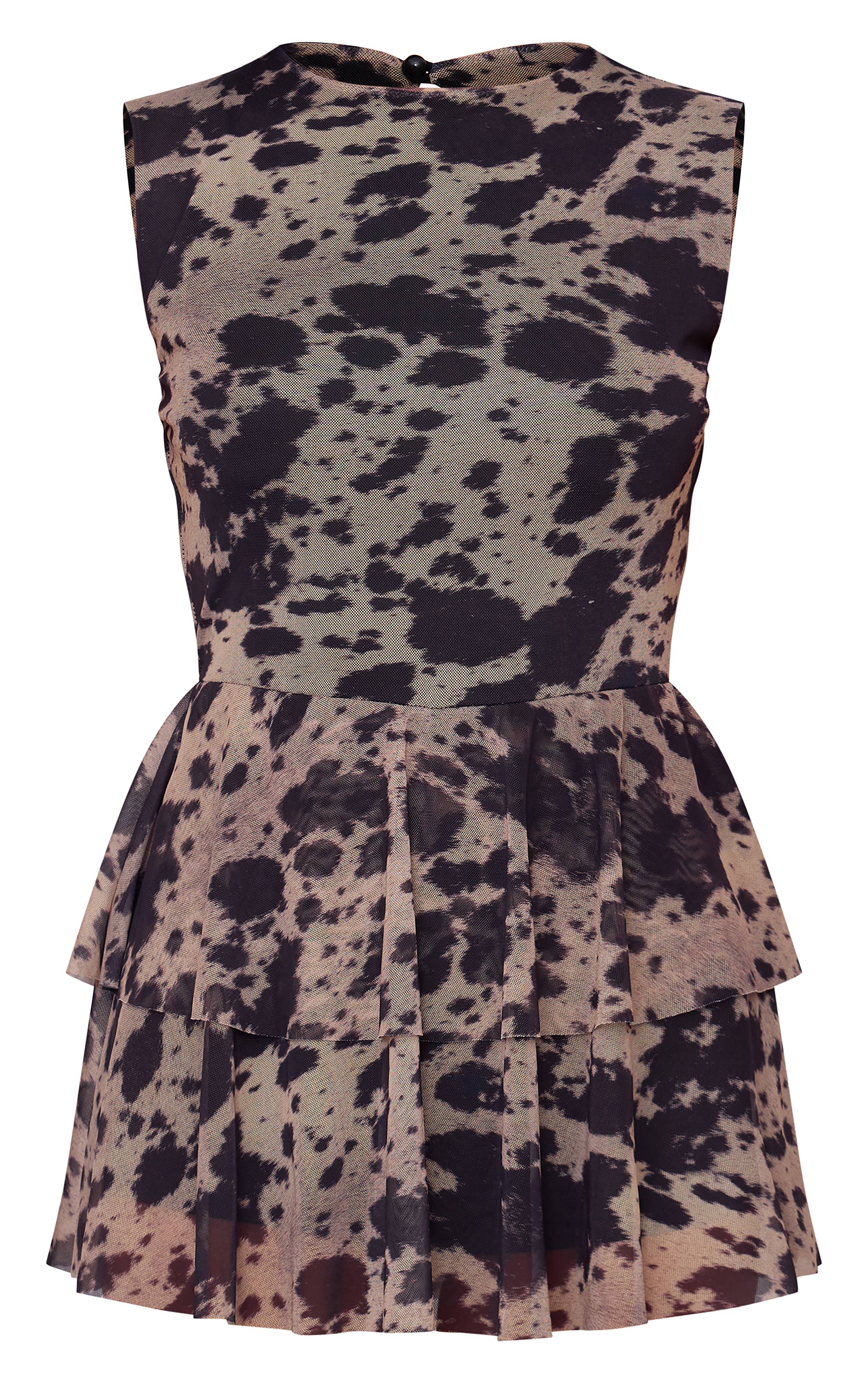 Marron Combi-short Jupe-short À Volants En Maille Motif Vache