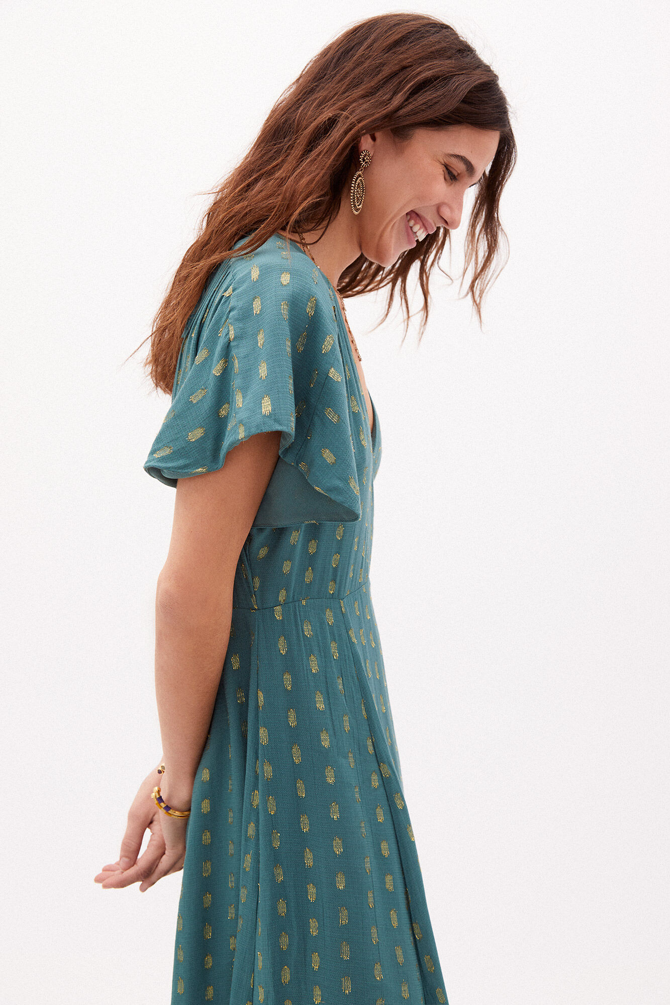Vestido midi Sabrina Lurex - Verde