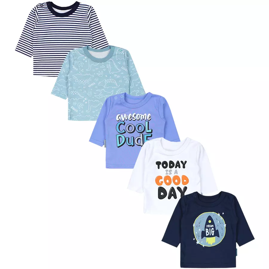 TupTam Baby Jungen Langarmshirt 5er Set grünweiß
