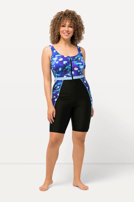Badeanzug, langes Bein, ohne Softcups, Zipper
