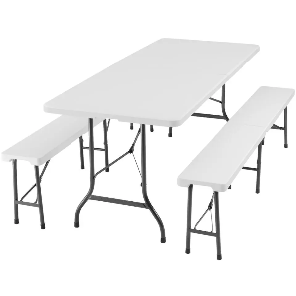 tectake Campingtafelset Panja wit opvouwbaar, Wit
