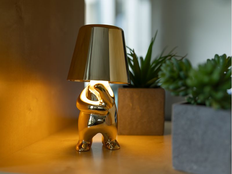 COCON LED Stimmungslicht THINKER Gold Portable Akku-Tischleuchte