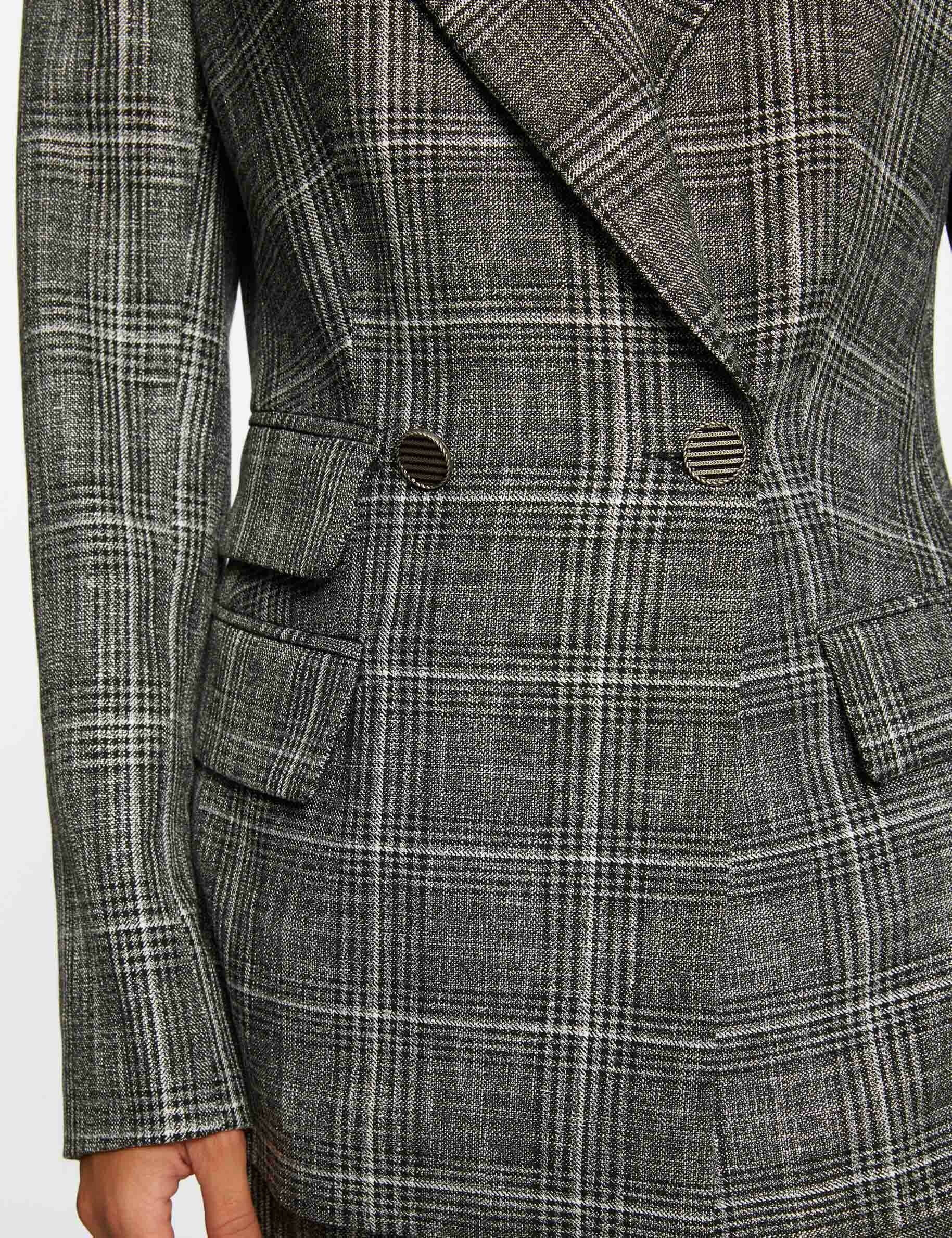Veste tailleur city droite à carreaux gris moyen femme - gris_moyen