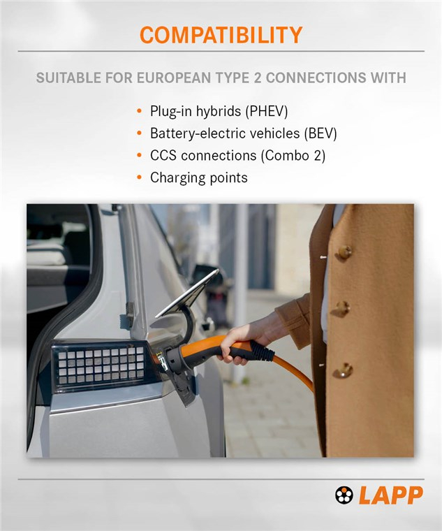 (7m) 22kW/32A Elektroauto Ladekabel 3-phasiges Stromkabel für Hybrid- / E-Autos mit Typ 2 Anschluss (5555934031) - Orange