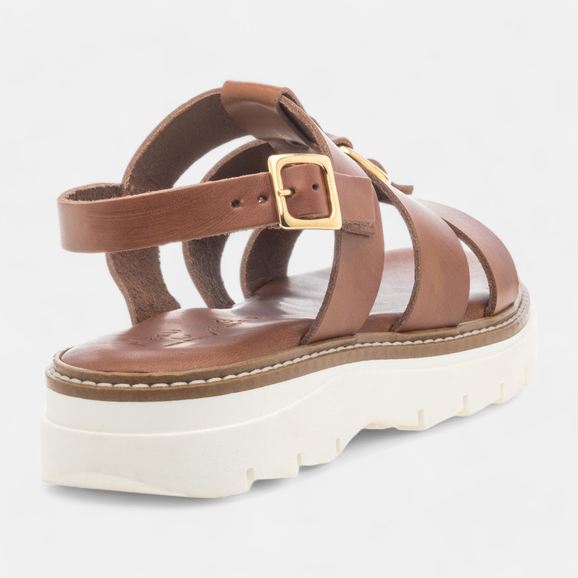 Sandales Femme en cuir cognac