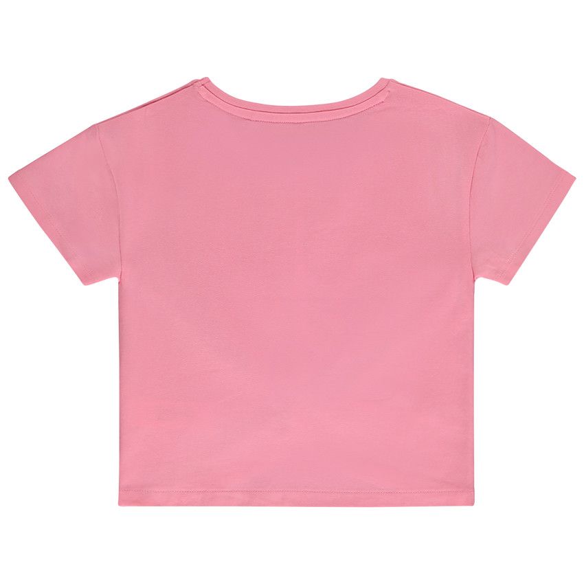 T-shirt manches courtes printé et effet noué pour fille - Multicolore