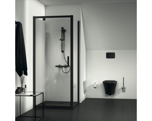 Ideal Standard Connect Air wandclosetset, randloos, matzwart met toiletzitting K8768V3