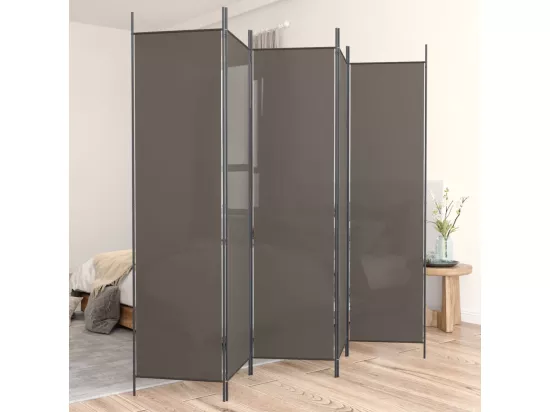 Cloison de séparation 5 panneaux Anthracite 250x200 cm Tissu