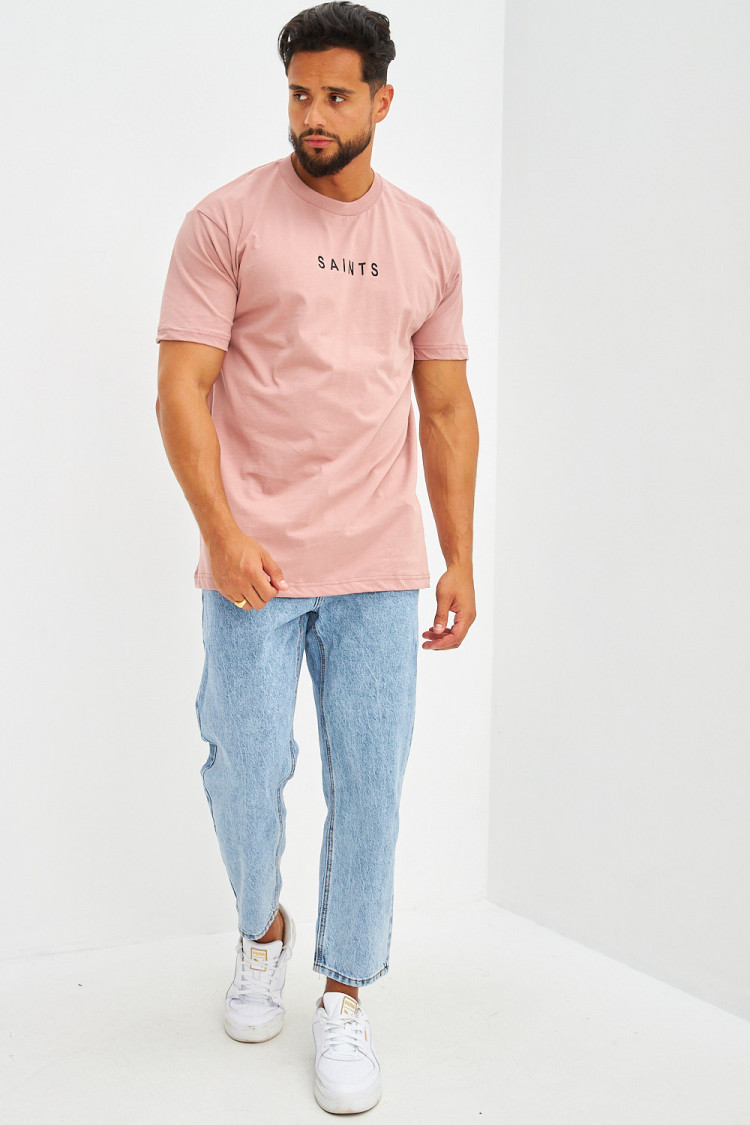 T-shirt basique oversize floqué SAINTS vieux rose