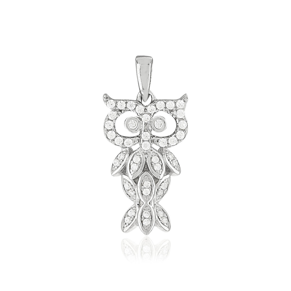 Pendentif argent 925 chouette zirconias