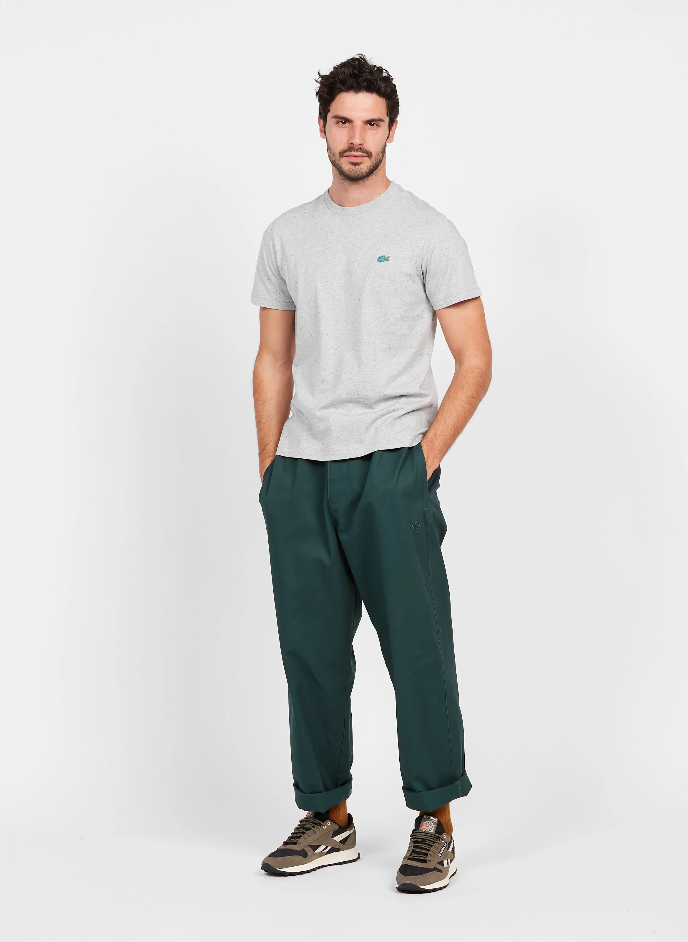 Pantalon droit en coton| Vert