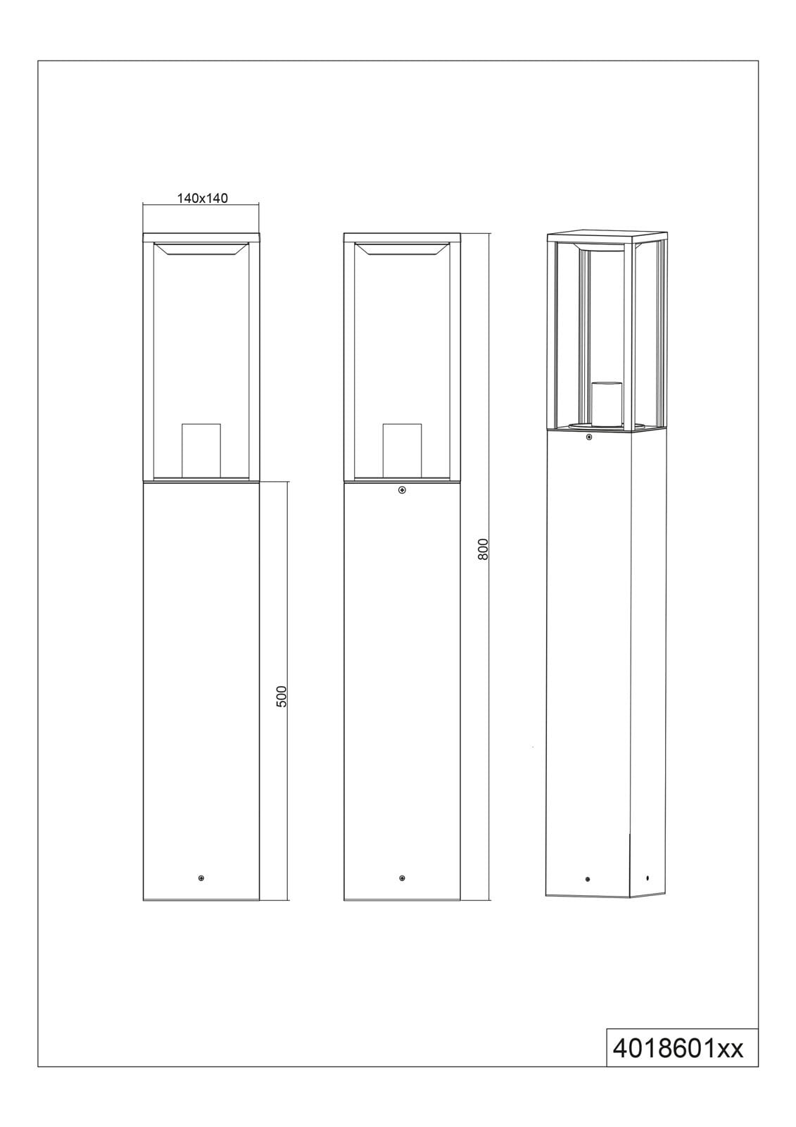 Garonne Stehleuchte grau 401860142, B/H/T: 14/80/14 cm,