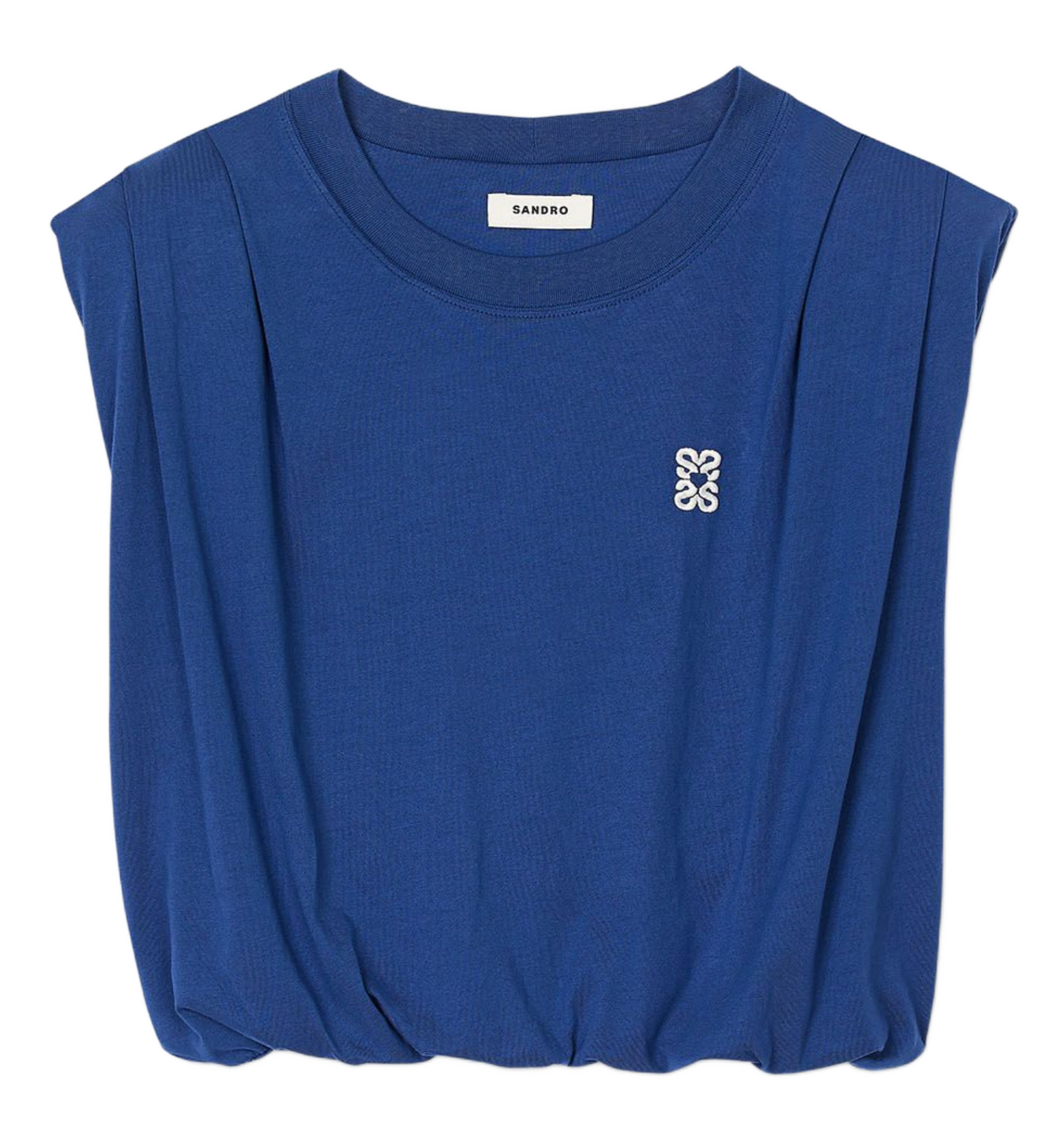 Tee-shirt court drapé en coton | Bleu