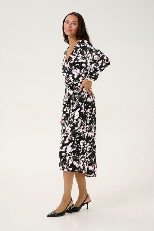 Kaffe KAlura Dress Black/pink graphic strokes