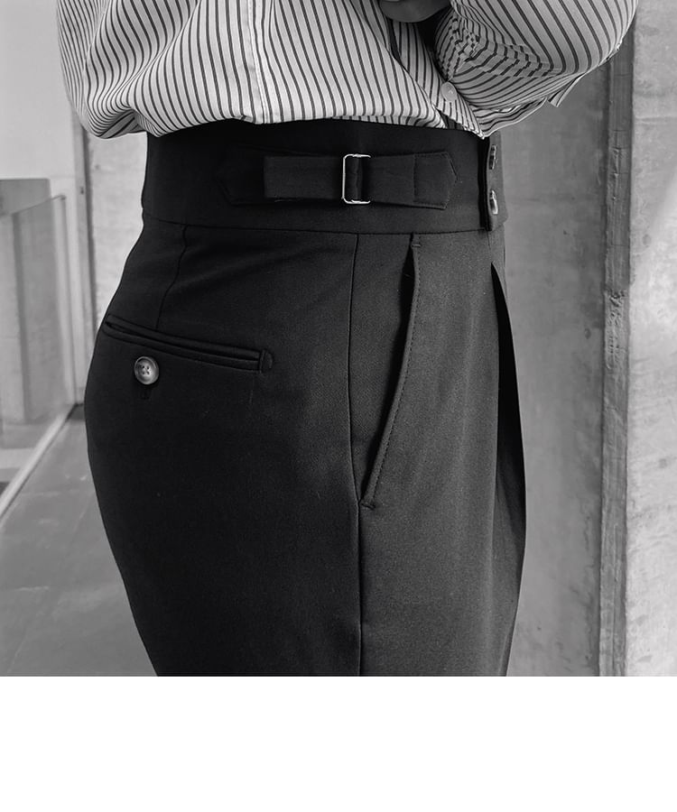 Craltuxe - Hoge taille effen cropped taps toelopende broek