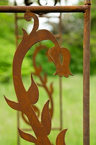 KUHEIGA Filigraner Rosenbogen in Rost B: 95cm Rankbogen aus Metall in Edelrost