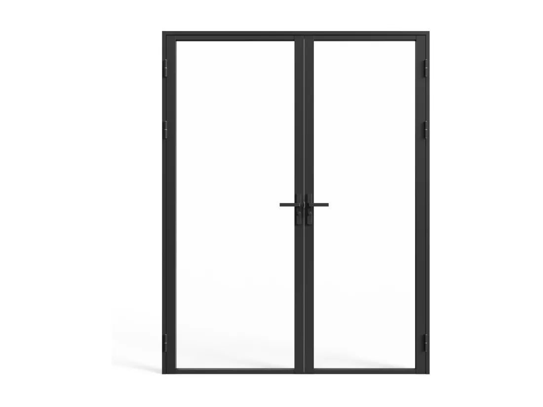 Bloc porte réversible à deux battants en aluminium et verre trempé - 2 x H204 x L93 cm - Noir - LOXTON