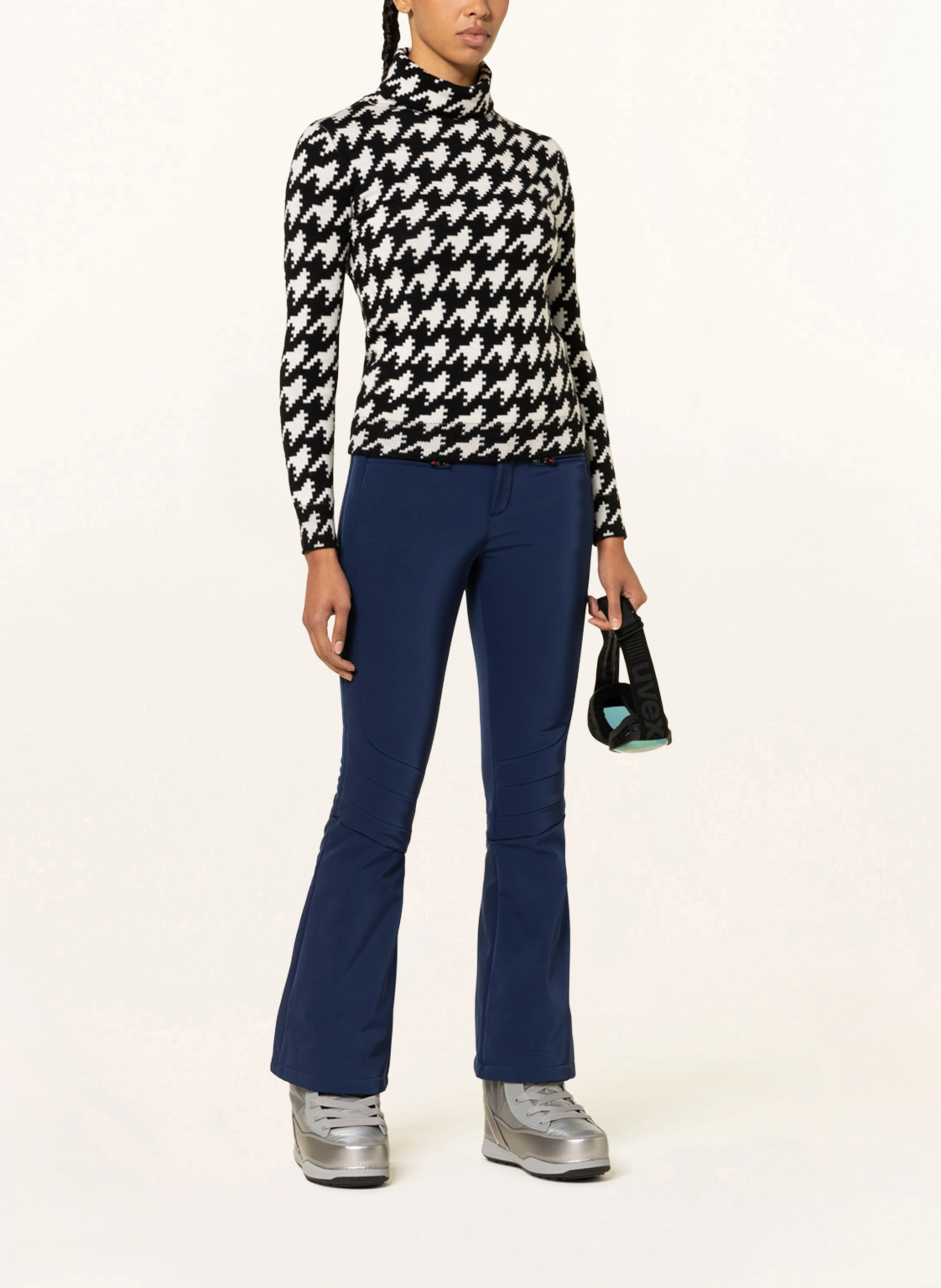 PERFECT MOMENT Rollkragenpullover HOUNDSTOOTH aus Merinowolle