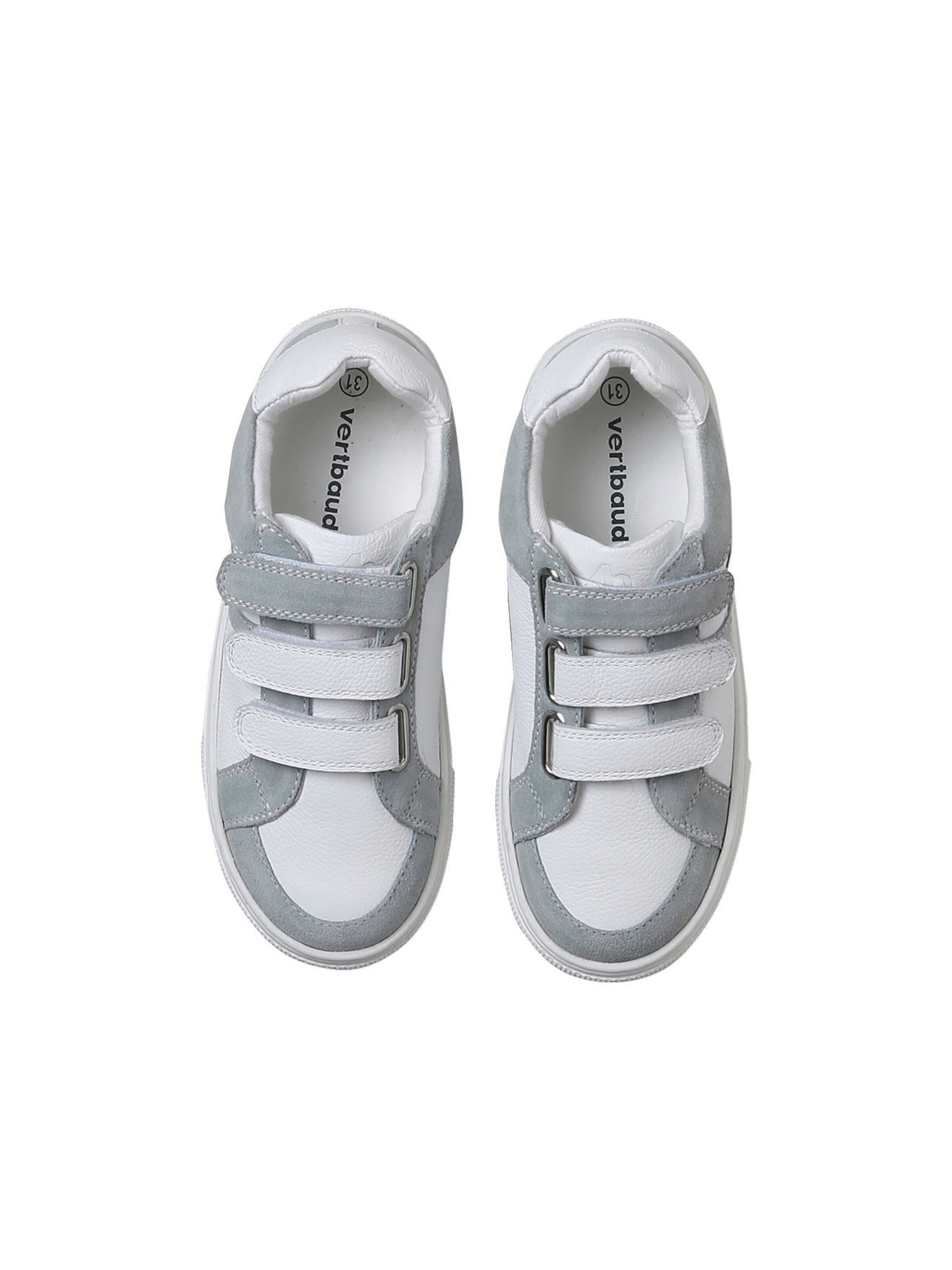 Vertbaudet Kinder Ledersneakers mit Klettverschluss weiß