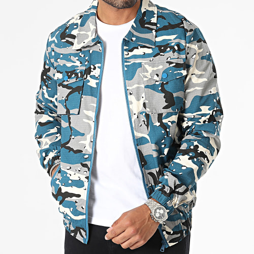 Veste Zippée Bleu Gris Camouflage