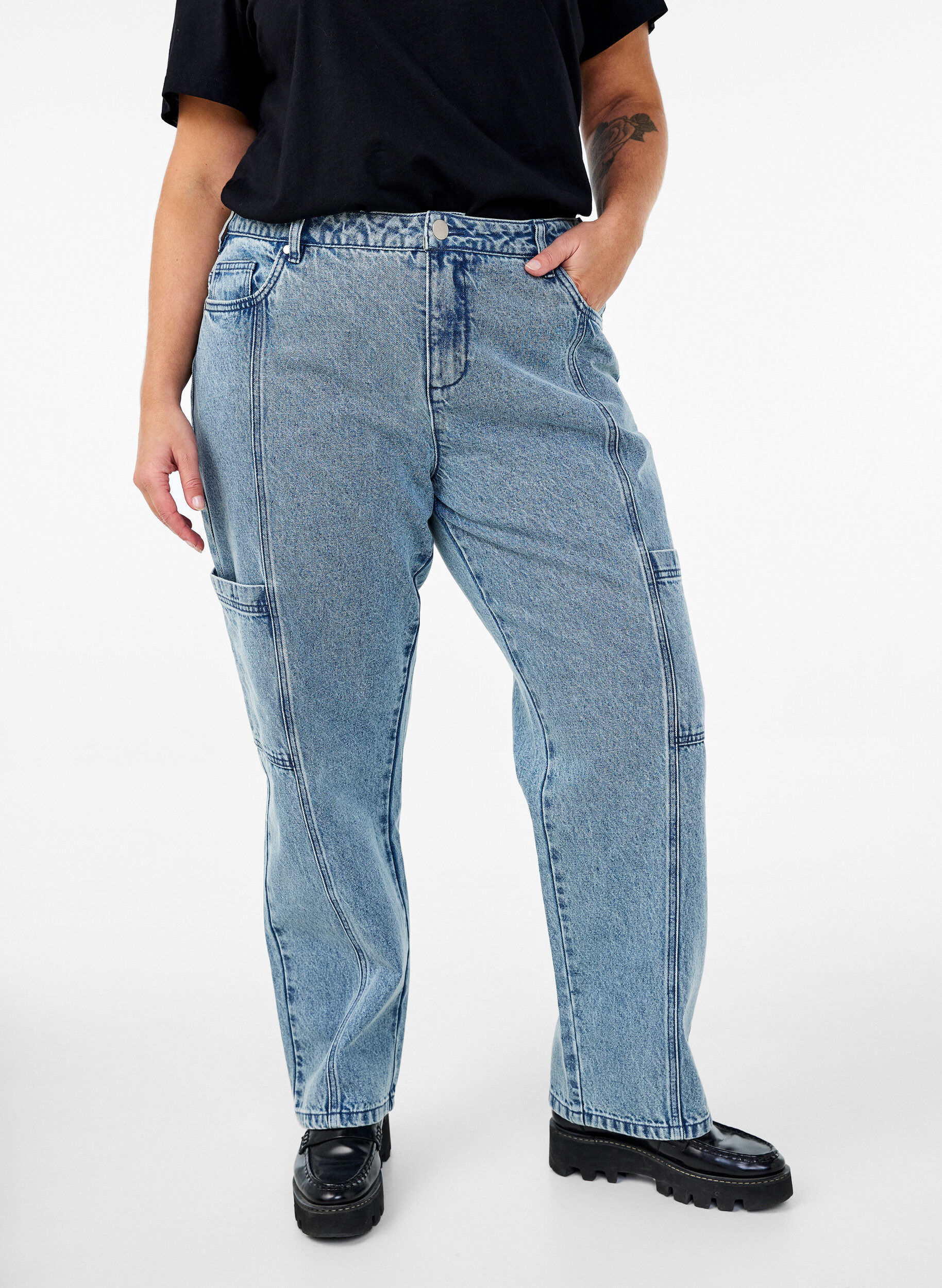 Cargojeans med høj talje