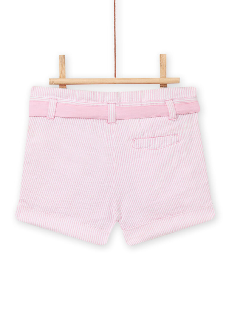 Short rose à rayures bébé fille