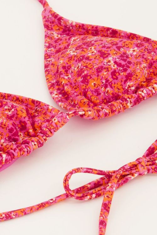 Roze mini bloemen bikini set triangel