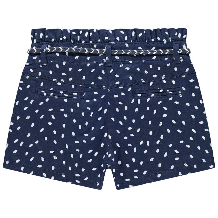 Short en toile imprimé à ceinture tressée - Bleu marine