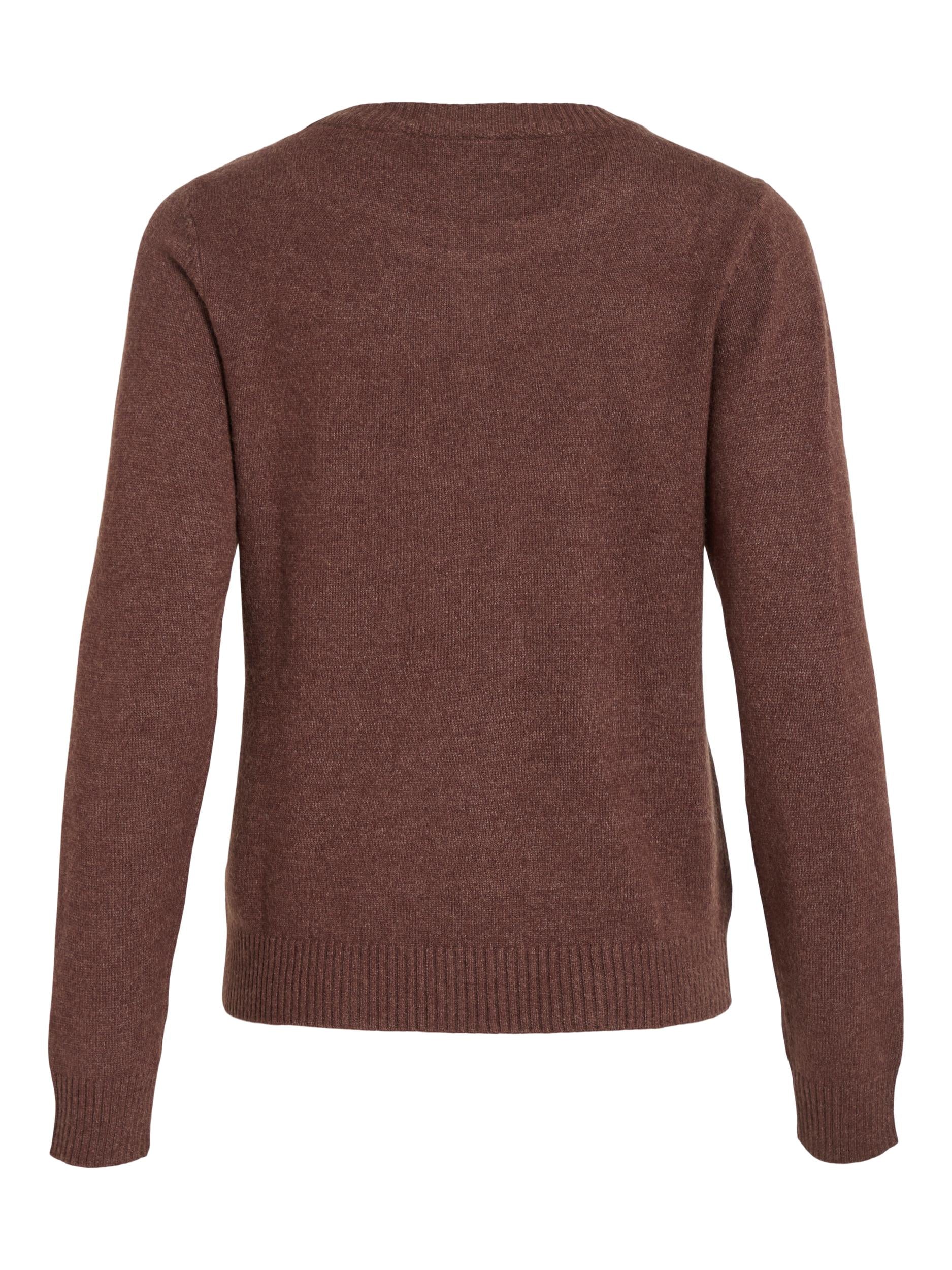 Vila  Viril O-Neck L/S striktrøje - Shaved Chokolate