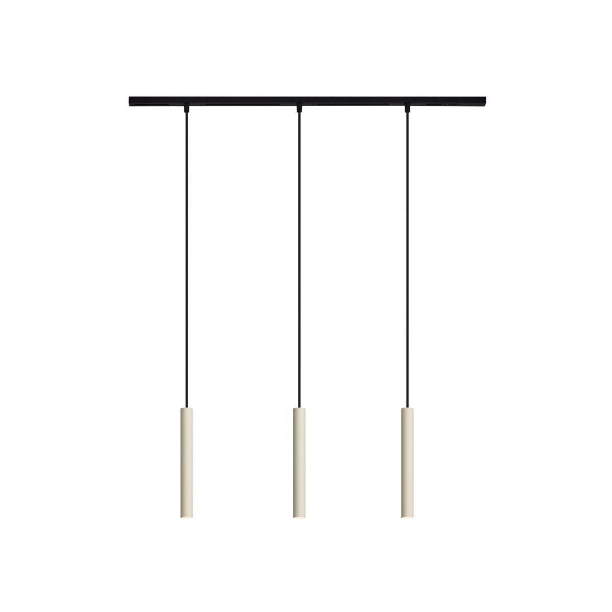Modern railsysteem met 3 hanglampen beige met zwart 1-fase - Slimline Keno
