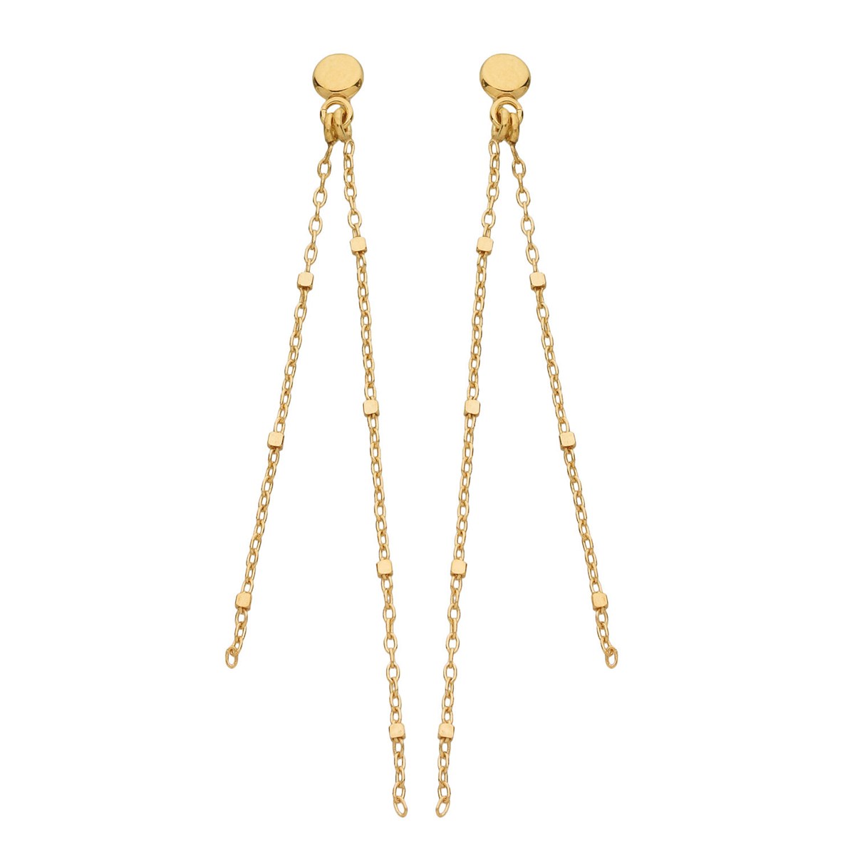 Boucles d'oreilles 2 brins forçat cubes or 9 carats
