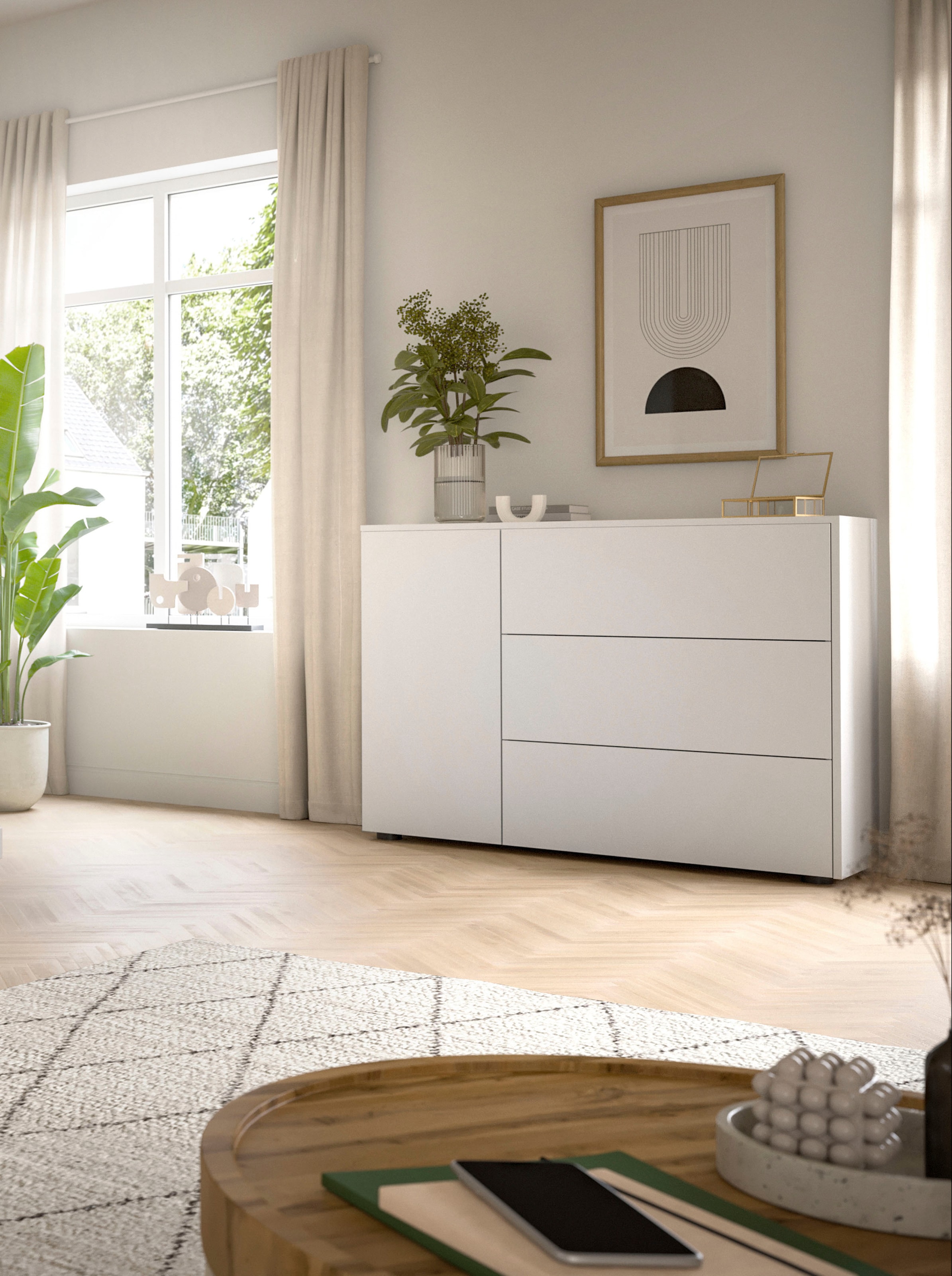 INOSIGN Sideboard »Zolder, Breite 105 cm, push-to-open, 1 Tür, 3 Schubkästen« Anrichte, Kommode, Schrank
