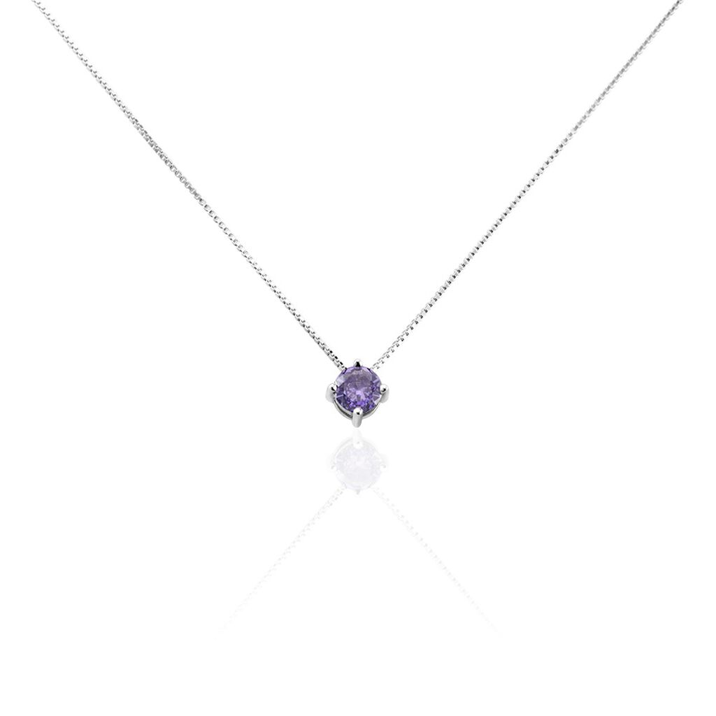 Collier Rio Santa Teresa Argent Blanc Oxyde De Zirconium Violet