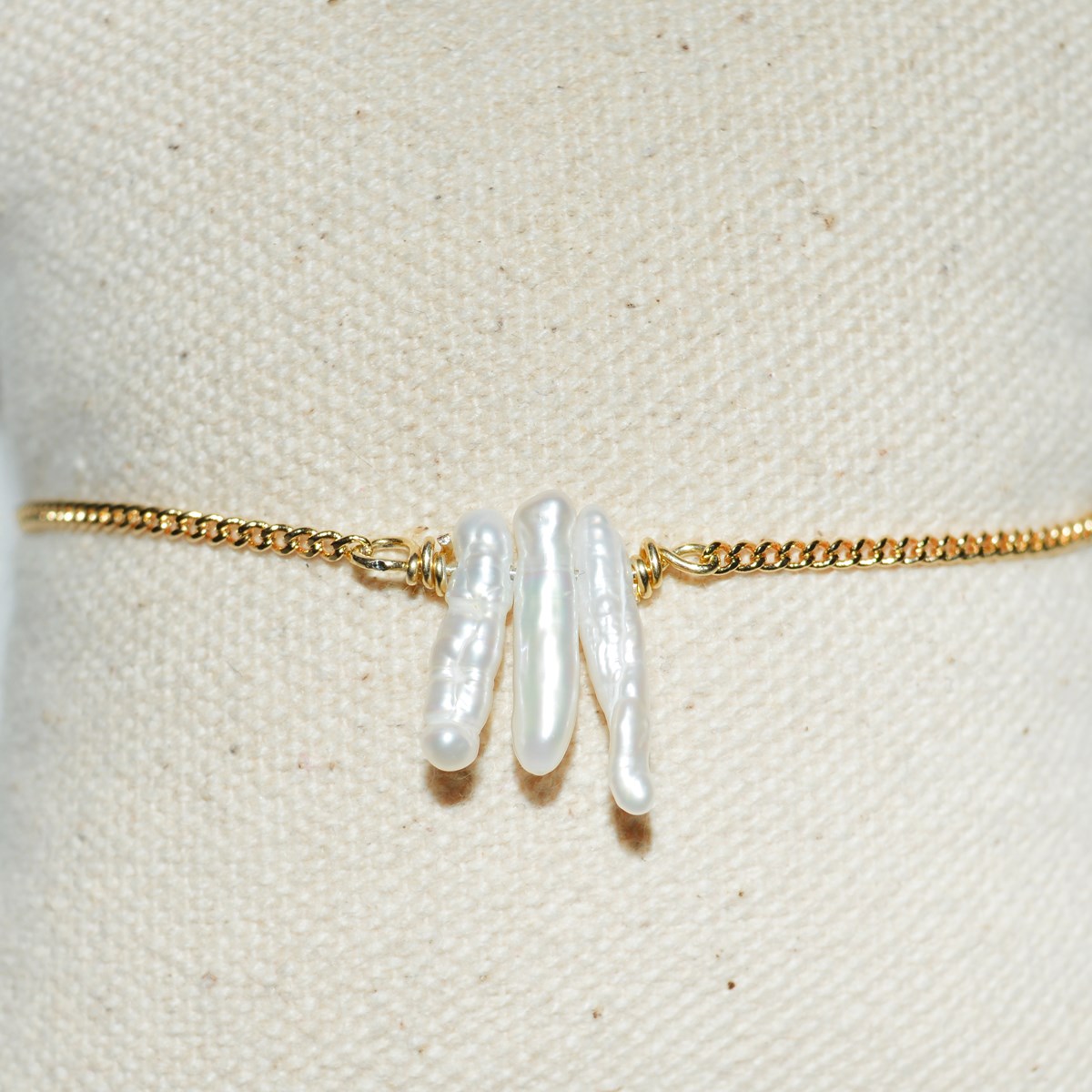 Bracelet  perles d'eau douce Keshi-Doré à l'or fin