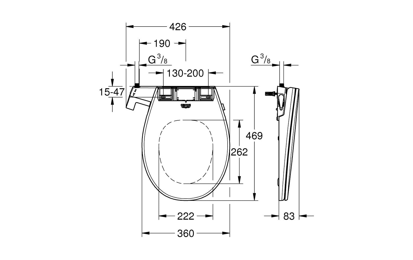 Grohe Dusch-WC-Sitz »Dusch-WC Aufsatz Bau Keramik 39648«