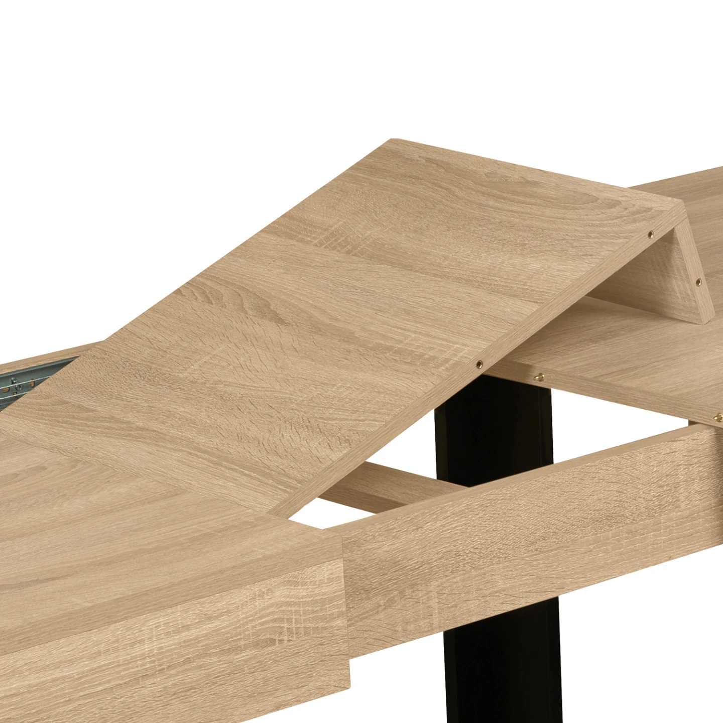 Table à manger extensible rectangle PHOENIX 6-12 personnes bois et noir 200-300 cm