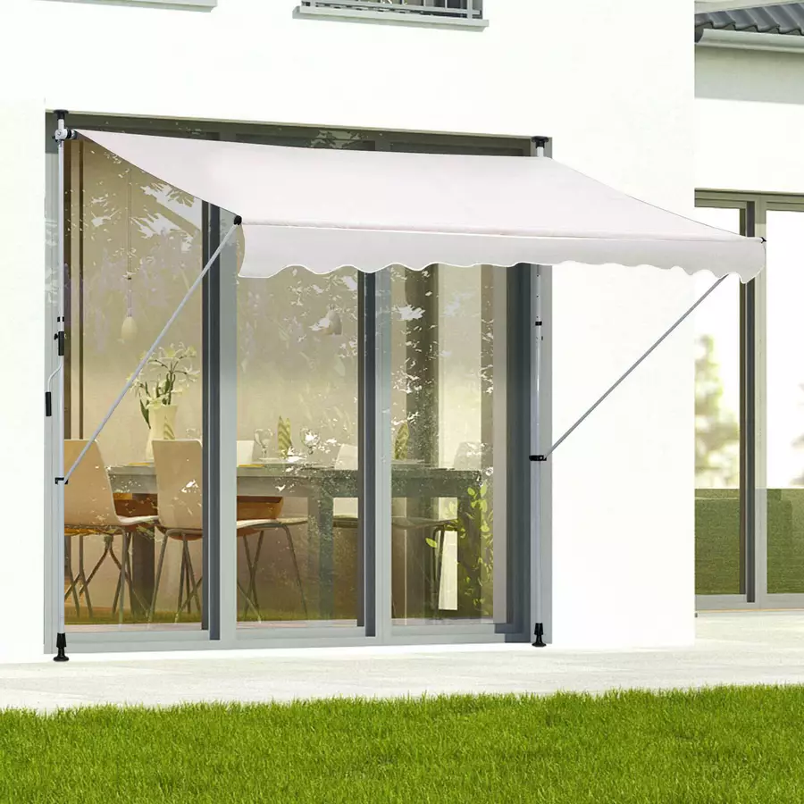 Outsunny Markise mit Handkurbel cremeweiß