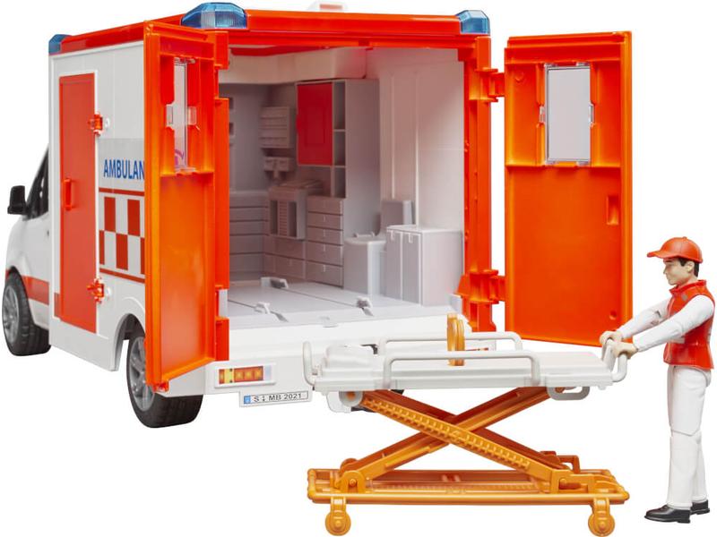 Bruder Spielwaren Rettungsfahrzeug MB Sprinter Ambulanz mit Spielzeug-Ambulanz-Einsatzfahrzeug