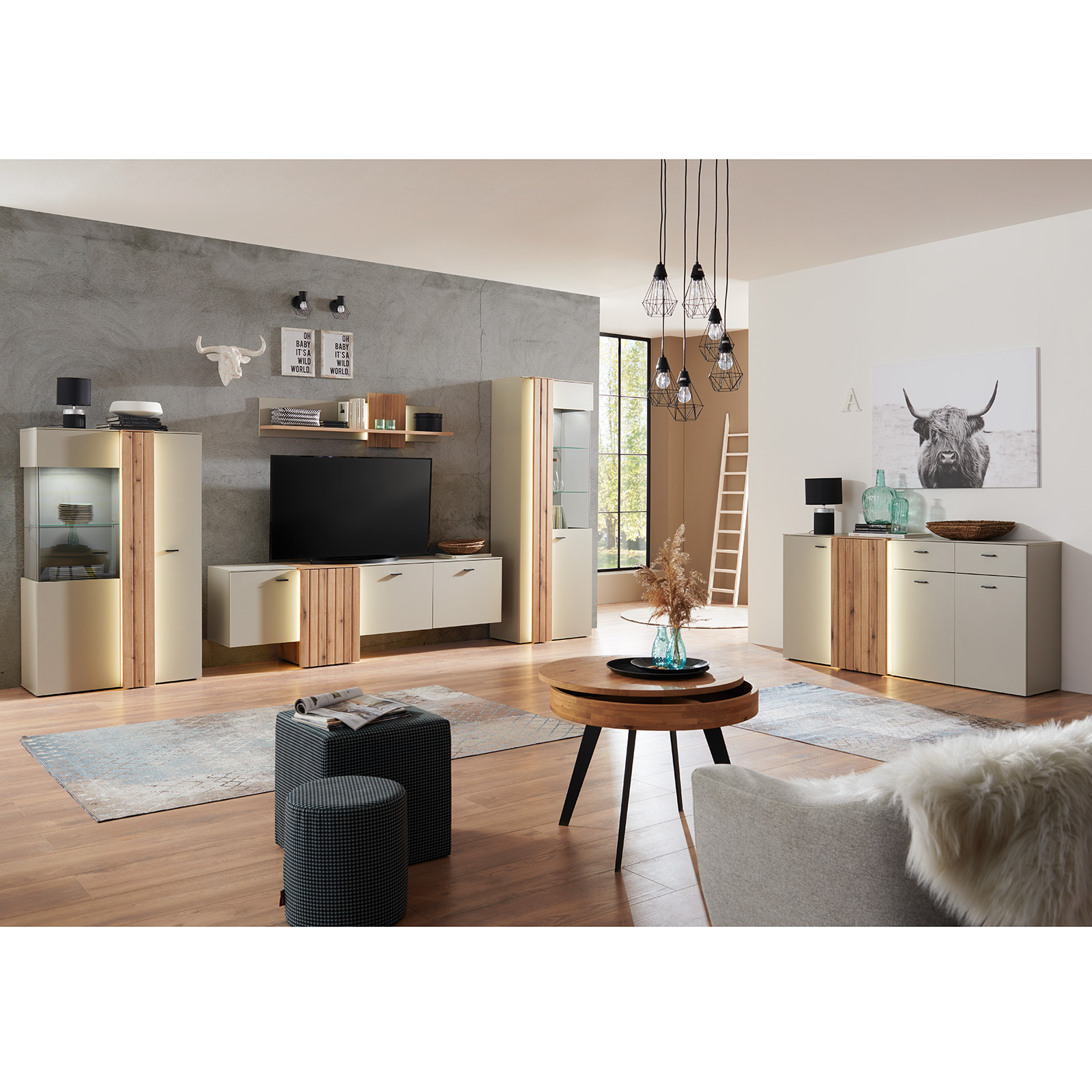 Sideboard SANTANA - Coast Evoke Eiche-kieselgrau - 4 Türen - 178 cm
