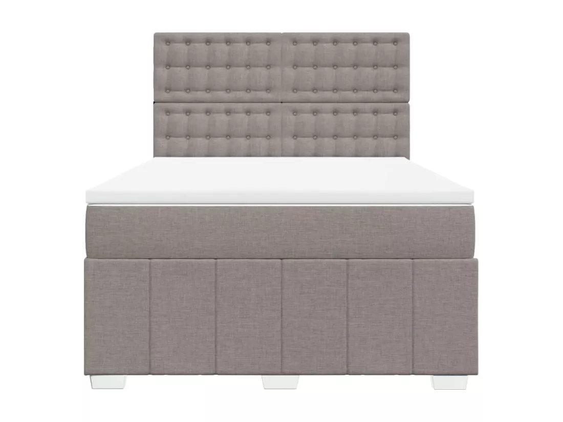Sommier à lattes de lit avec matelas Taupe 160x200 cm Tissu
