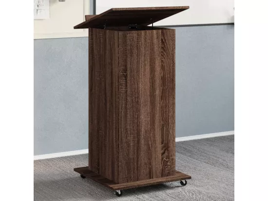 Pupitre et roues et tiroir chêne marron bois d'ingénierie