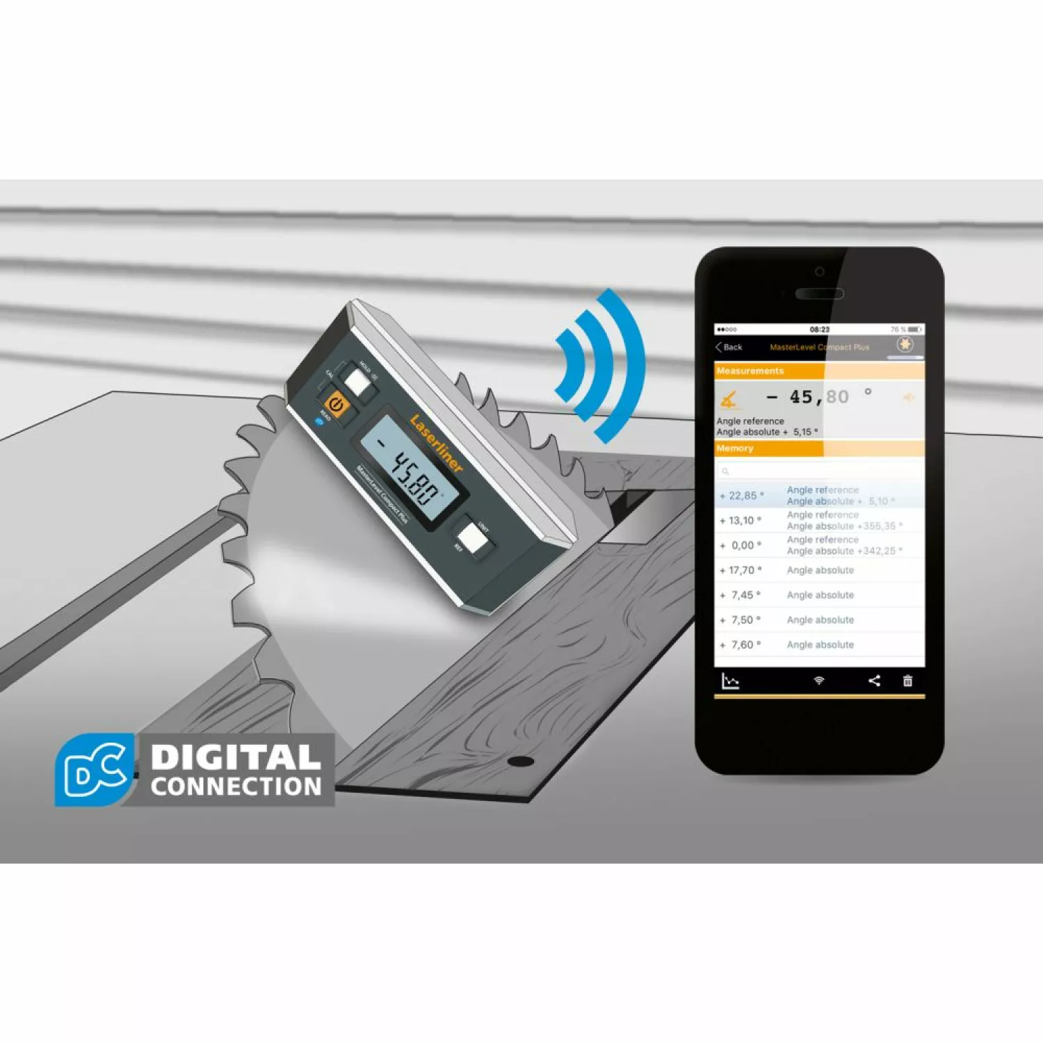 Laserliner MasterLevel Compact Plus Elektronische waterpas met v-groef - bluetooth - magnetisch