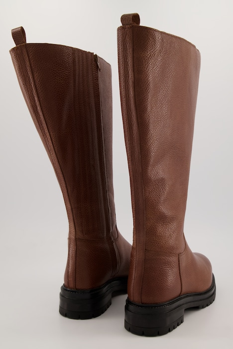 Lederstiefel, 3XL-Schaft, Prägung, Reißverschluss