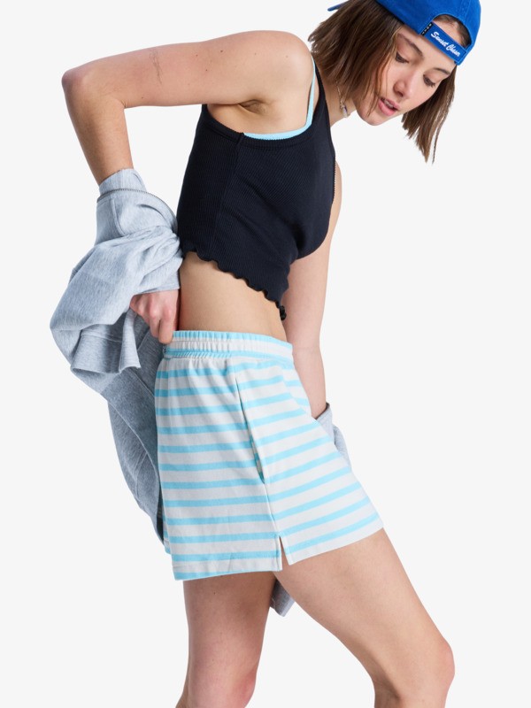 Perfect Stripe Short en molleton Bleu Femme