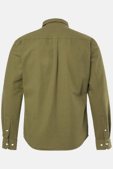 JP1880 Seersucker-Hemd, Langarm, Buttondown-Kragen, Modern Fit, bis 8 XL, dunkel khaki | Ulla Popken