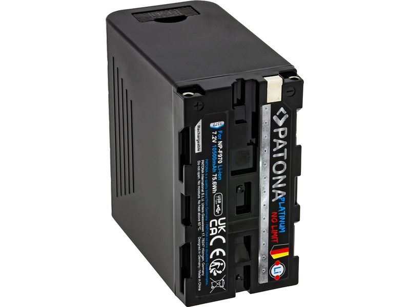 Patona Platinum Akku für Sony NP-F970, F960, F950 inkl. Pow Platinum Batteriesatz für Sony