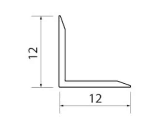 Aluminium L-profiel, mat zilver, 12x12x2600 mm