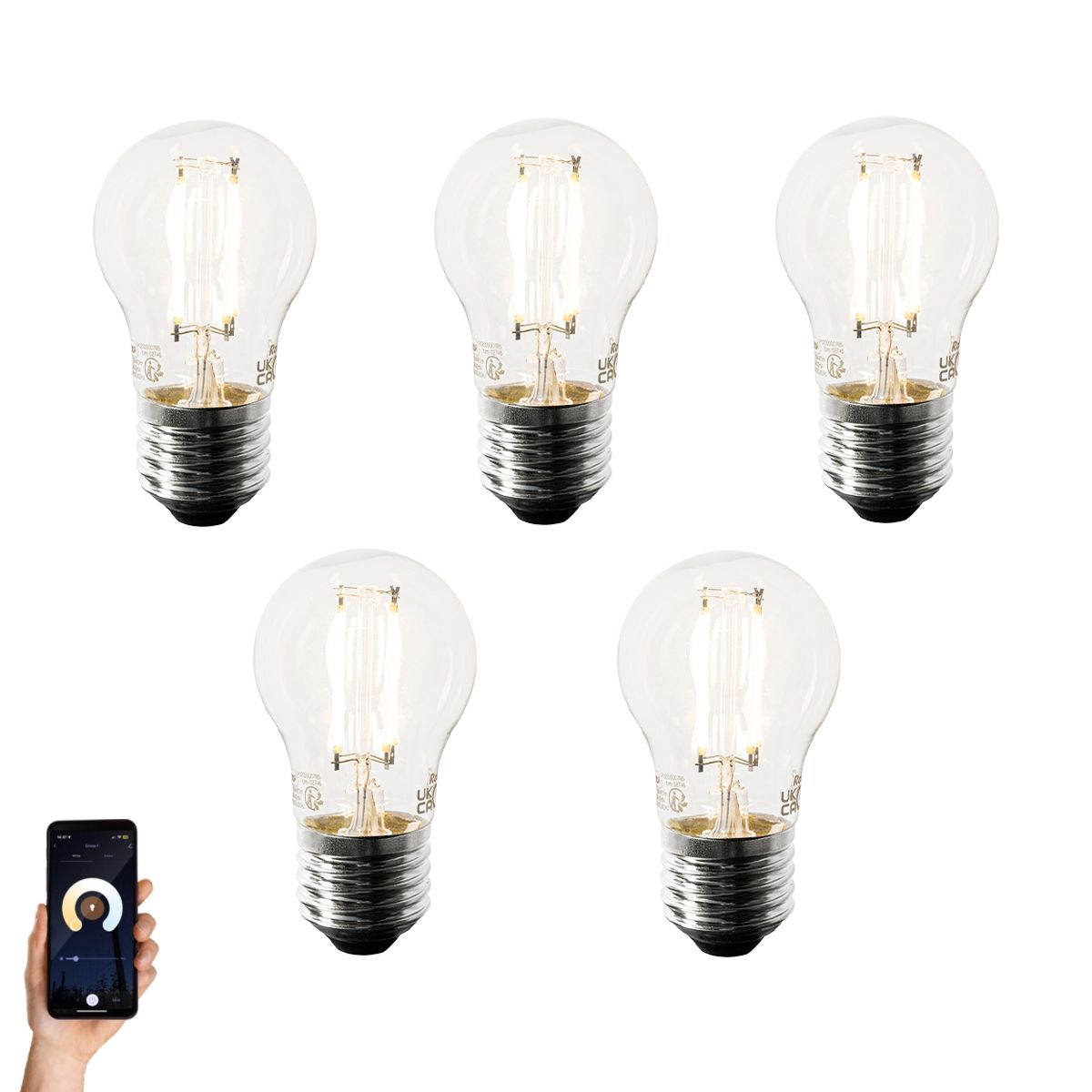 Set van 5 Smart E27 LED lampen P45 4,5W 470 lm 1800-4000K
