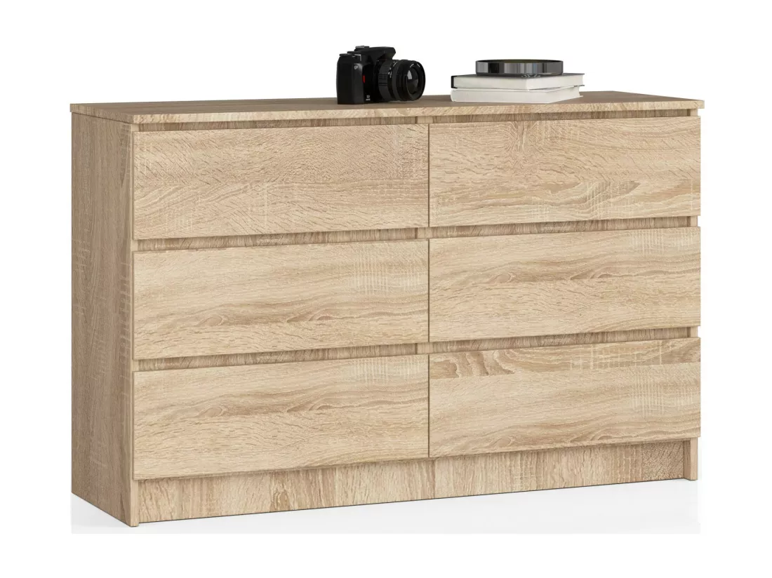 Commode AKORD K120 Chêne Sonoma 120 cm 6 tiroirs façade Chêne Sonoma 120x40x77 cm